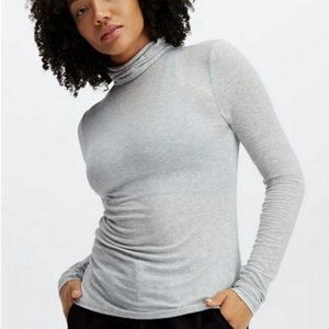 Fabletics Jess Long-Sleeve Turtleneck Top in Heather Grey Size Large